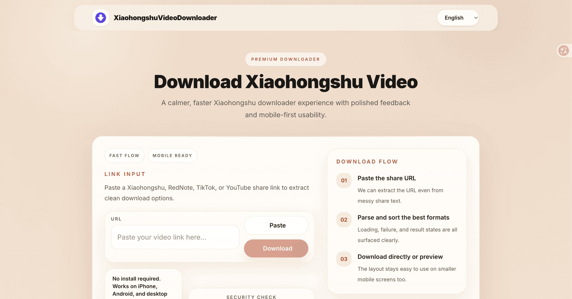 Xiaohongshu downloader interface for high quality video