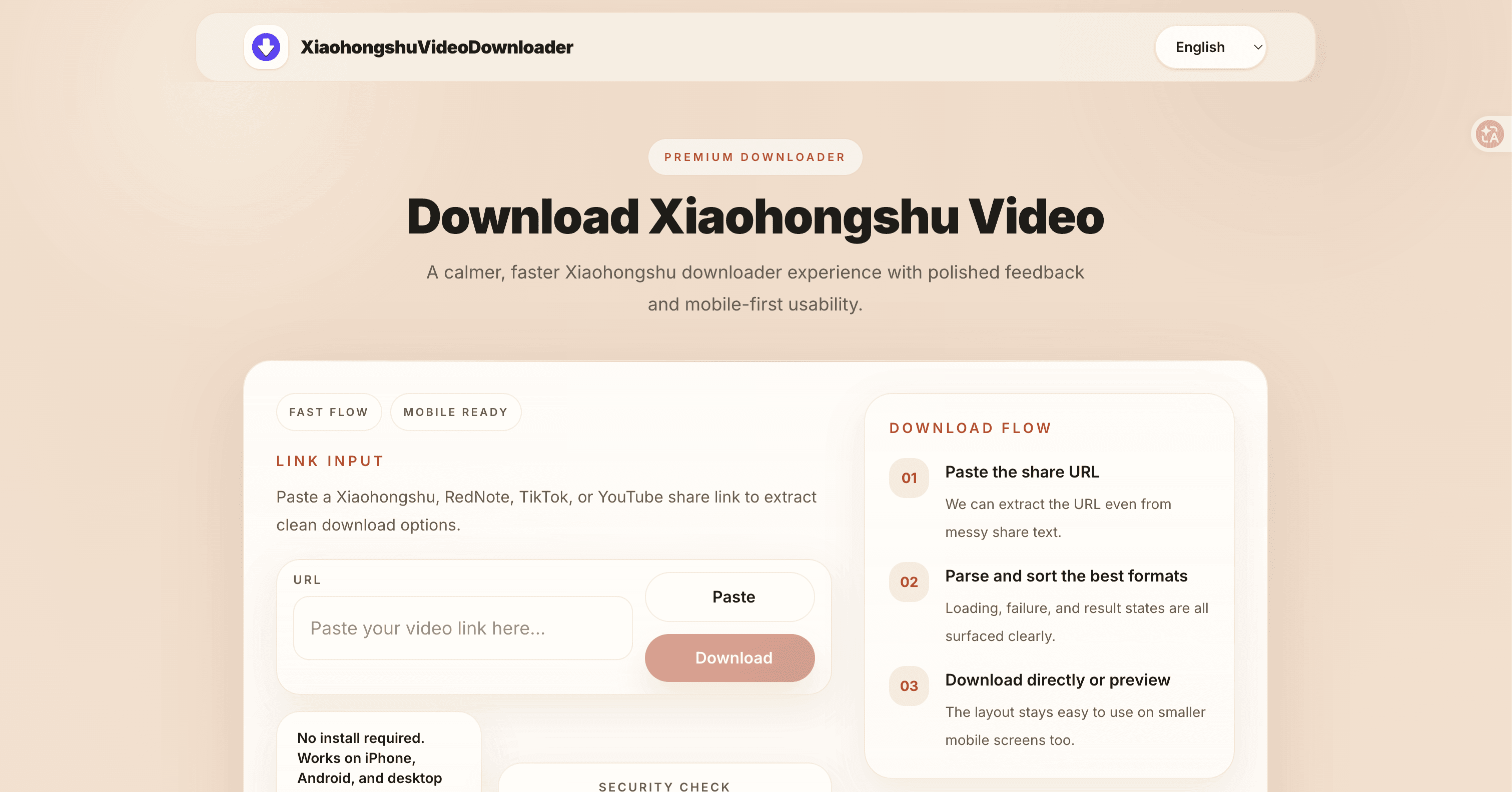 Xiaohongshu downloader interface for high quality video